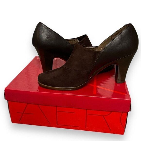 Aerosoles Faux Suede Leather Congress Pumps Womens 9 Brown Career Comfort Modest - Picture 1 of 12